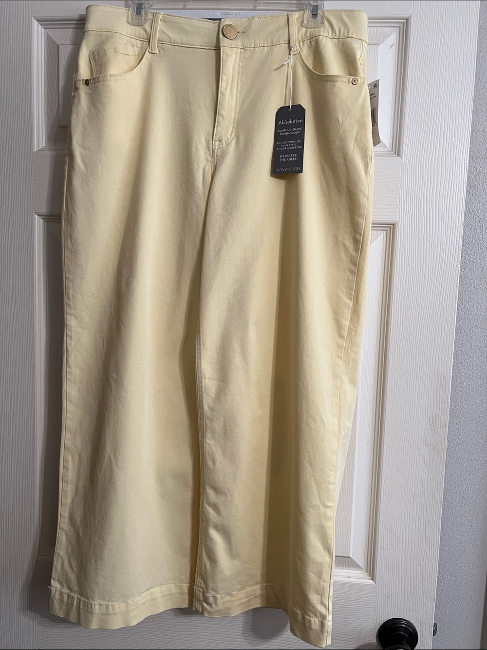 Democracy Wit & Wisdom Sam High Rise Wide Leg Pants in Light Yellow Size 12